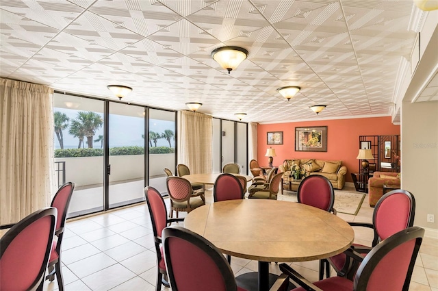 view of tiled dining space