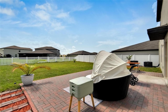 view of patio featuring central air condition unit