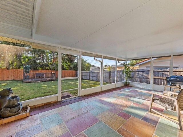 view of unfurnished sunroom