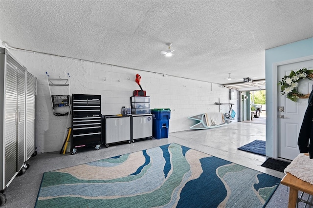 interior space with a textured ceiling