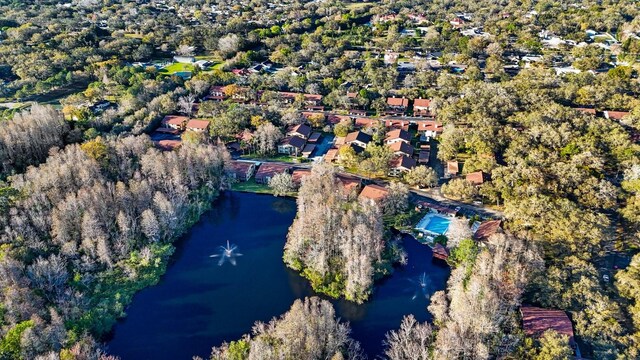 bird's eye view with a residential view and a water view