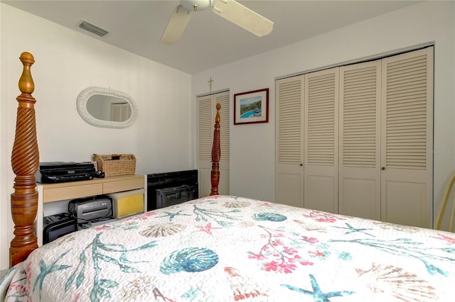 bedroom featuring ceiling fan