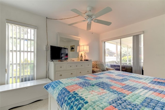 bedroom featuring ceiling fan