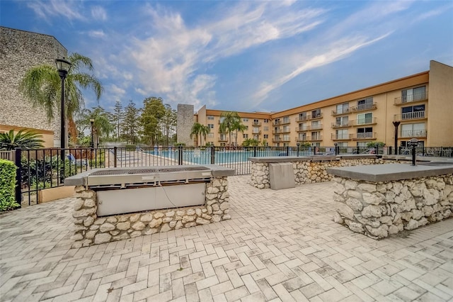 surrounding community with a pool