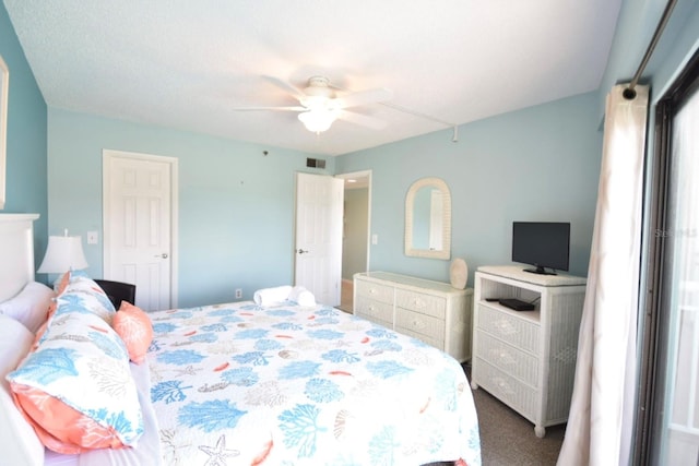 bedroom with carpet and ceiling fan