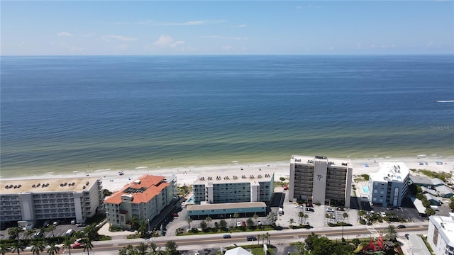 aerial view with a beach view and a water view