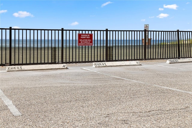 exterior space with a water view