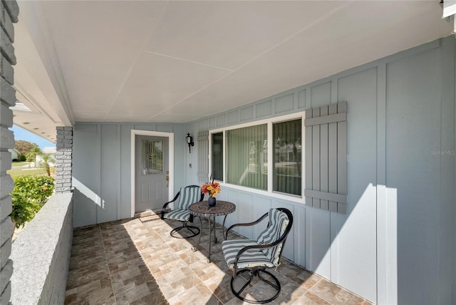 balcony with a patio area