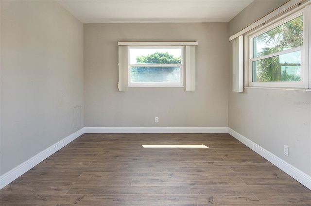 empty room featuring dark wood-type flooring and a wealth of natural light