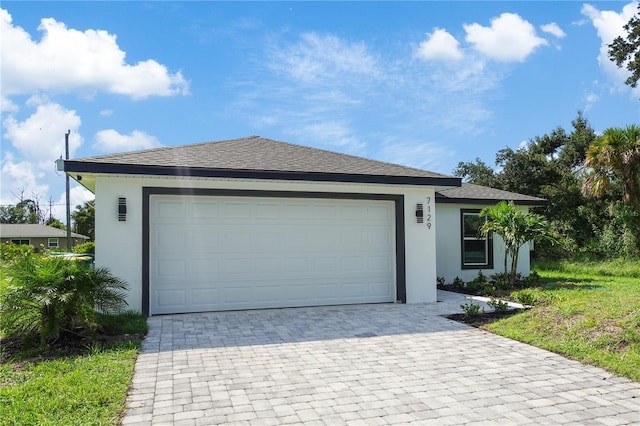 view of front of property with a garage