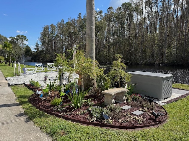 view of yard with a water view