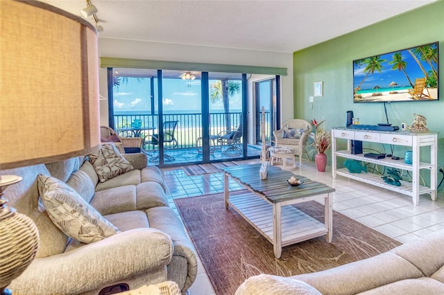 view of tiled living room