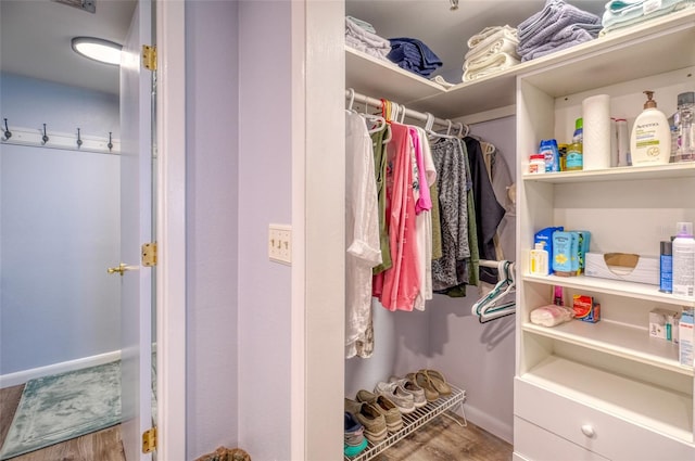 spacious closet featuring hardwood / wood-style floors