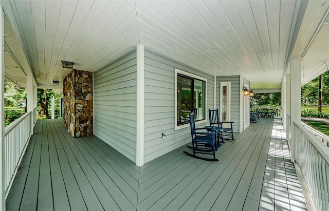 deck featuring a porch