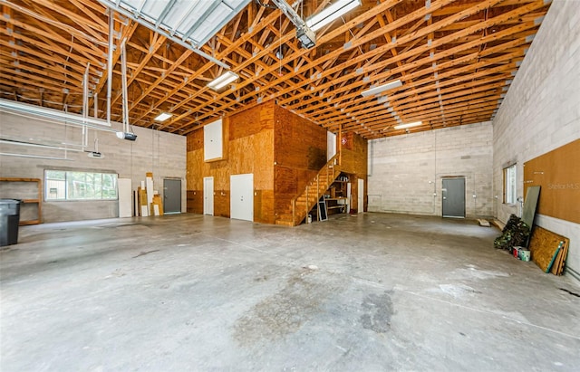 garage with a garage door opener