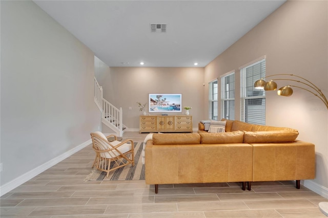 living room with wood-type flooring