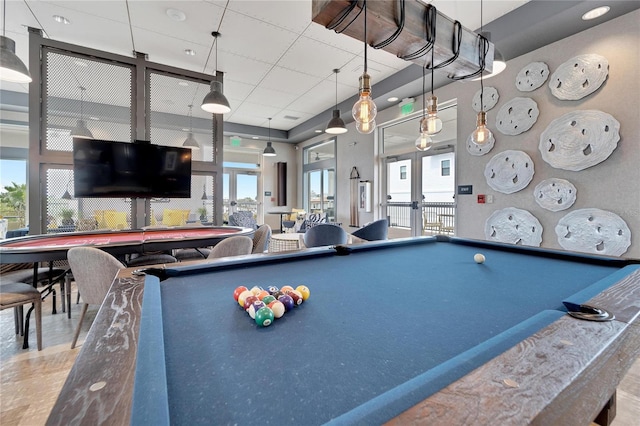 rec room featuring a healthy amount of sunlight and billiards