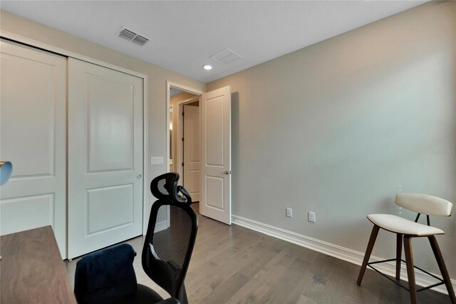 home office featuring wood-type flooring