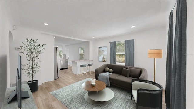 living room featuring light hardwood / wood-style floors