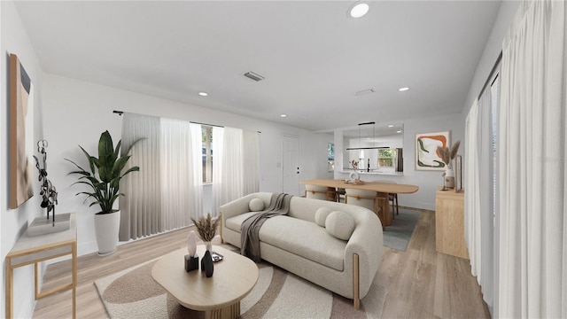 living room featuring light hardwood / wood-style flooring