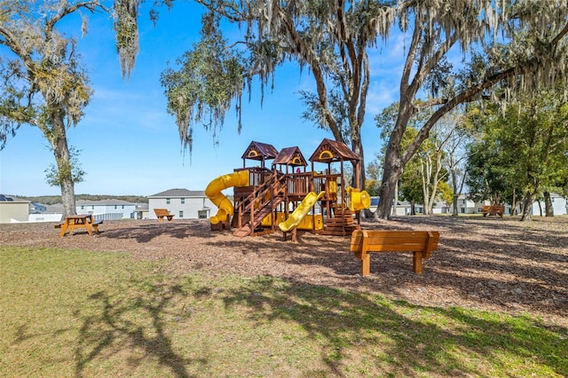 view of play area featuring a yard