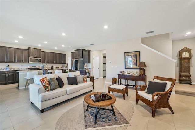 view of tiled living room