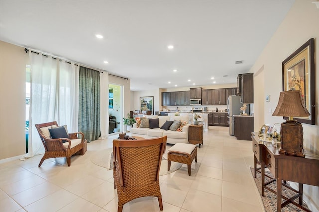 view of tiled living room