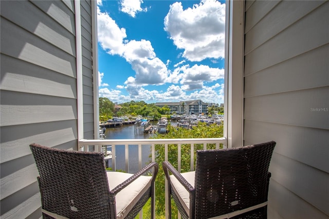 balcony with a water view