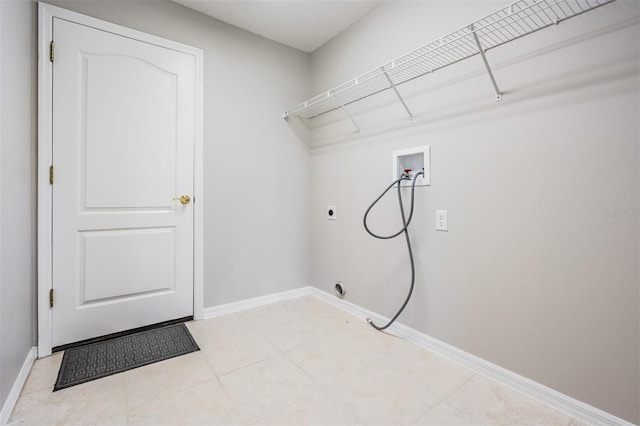 clothes washing area with hookup for a washing machine and hookup for an electric dryer