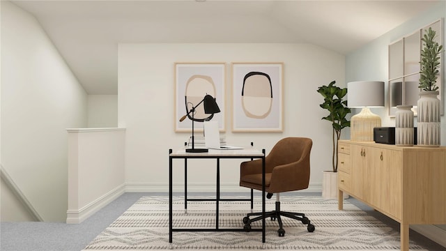 home office with light colored carpet