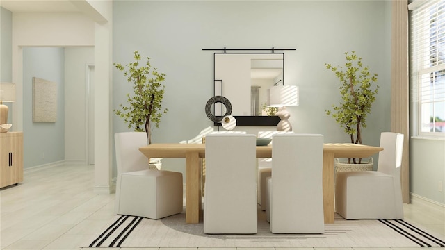 dining room with light tile patterned flooring