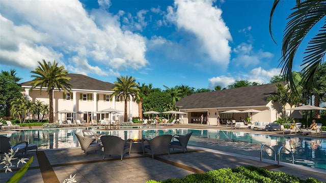 view of pool featuring a patio area