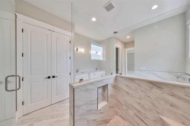 bathroom with independent shower and bath