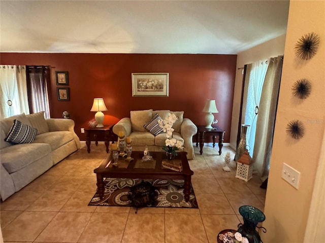 view of tiled living room