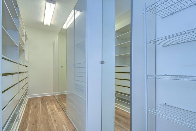 walk in closet with hardwood / wood-style floors