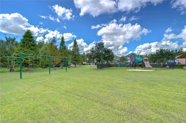 view of yard with a playground