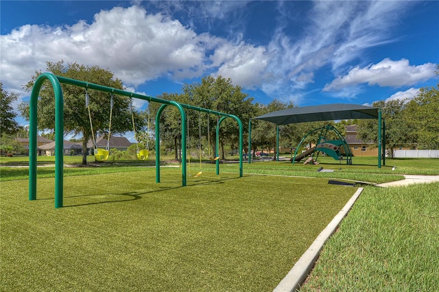 view of play area featuring a yard