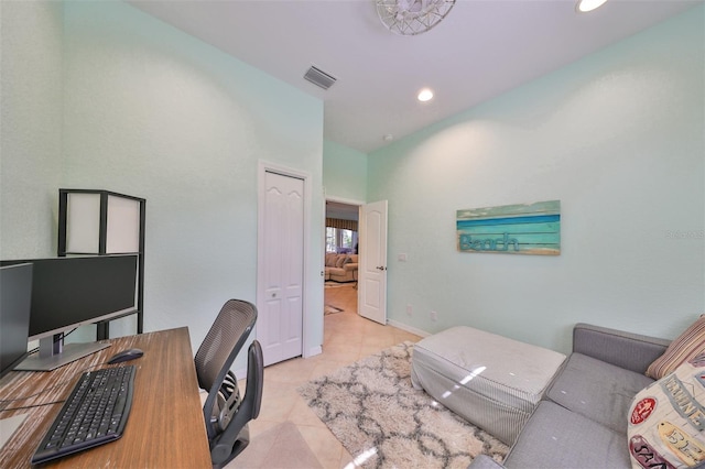 office space featuring light tile patterned floors