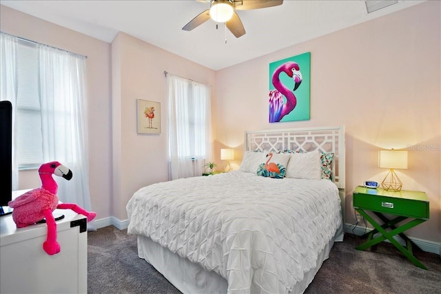 619 Windward Cir S, Boynton Beach, FL 33435 - carpeted bedroom with baseboards and ceiling fan