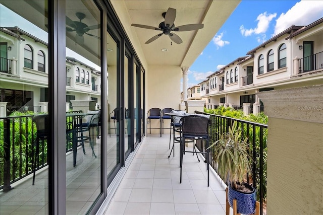 balcony with ceiling fan