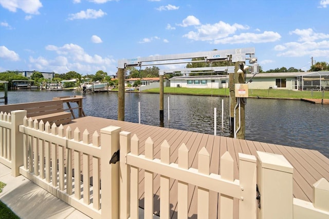 dock area featuring a water view