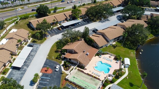 bird's eye view featuring a water view