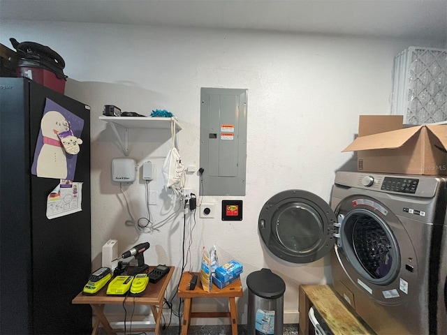 laundry room with electric panel