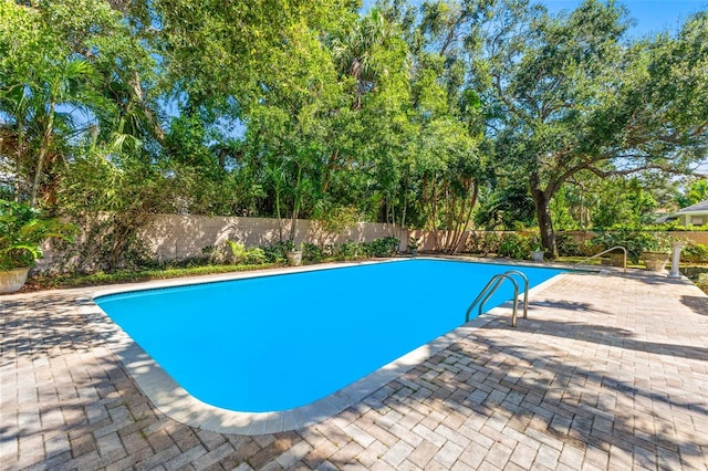 view of swimming pool with a patio