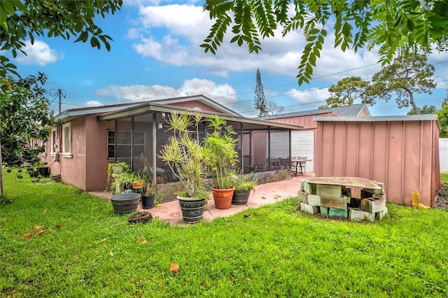 view of yard featuring a sunroom