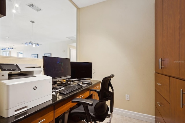 office space featuring light tile patterned flooring