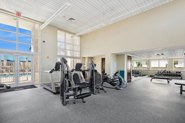 gym featuring a high ceiling