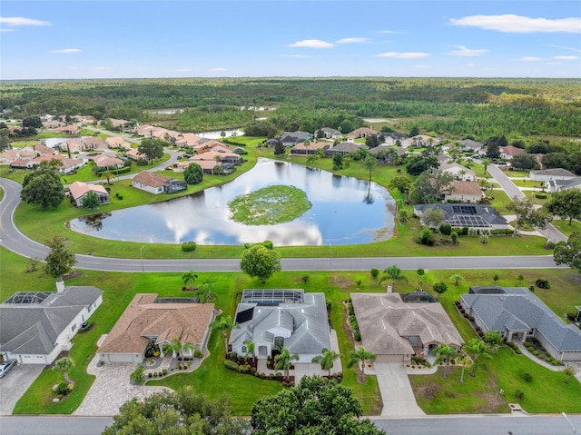 bird's eye view featuring a water view