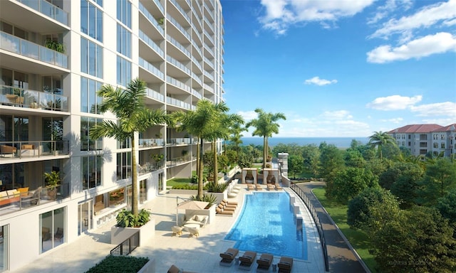 view of pool with a patio area