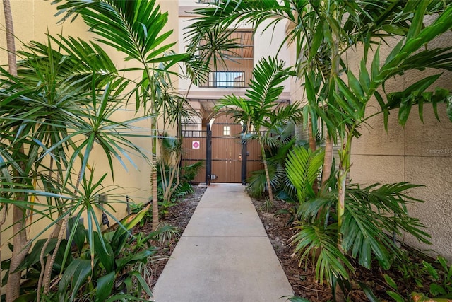 exterior space with a gate and fence